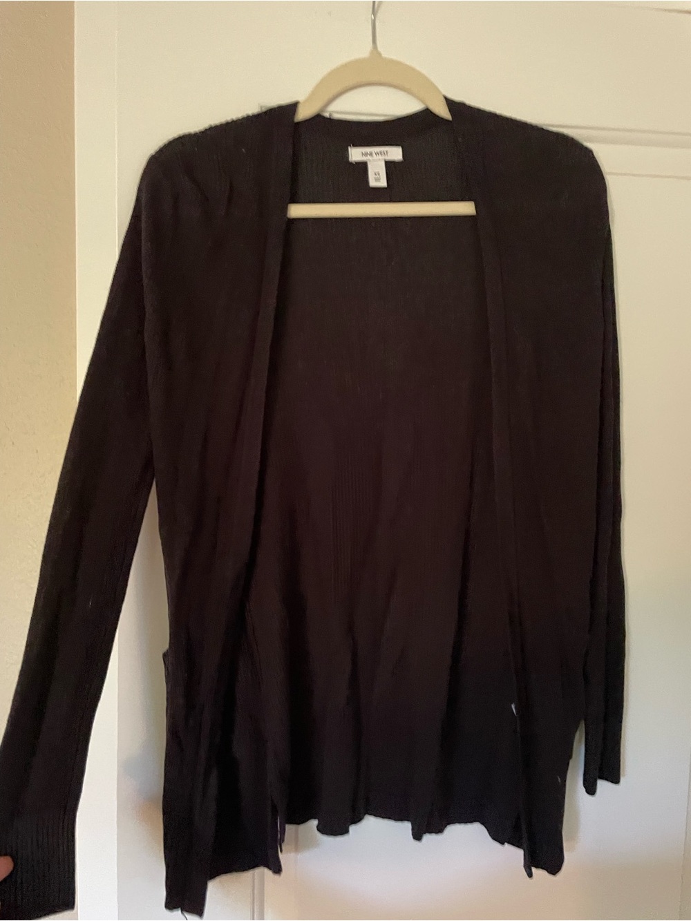 Nine West Black Open-Front Lightweight Cardigan